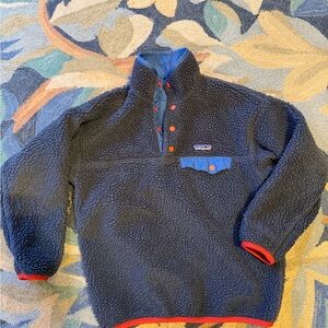 Patagonia reversible Navy Fleece with Red Trim boys size 5